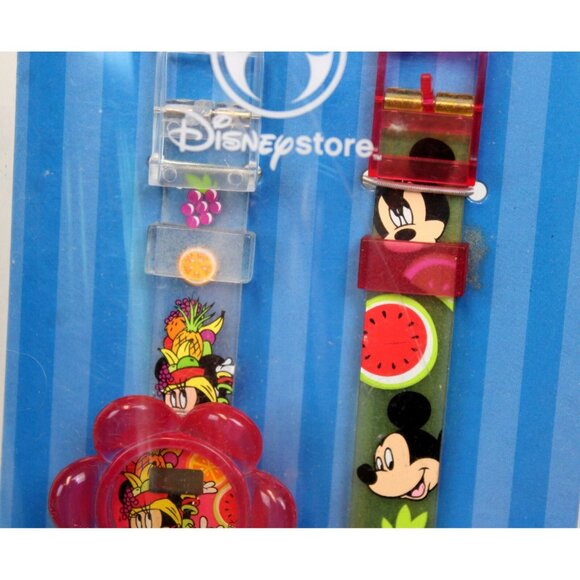 Disney Store Minnie Mickey Mouse Watch Tropical Fruits Flower Face Summer Kids - Picture 2 of 6
